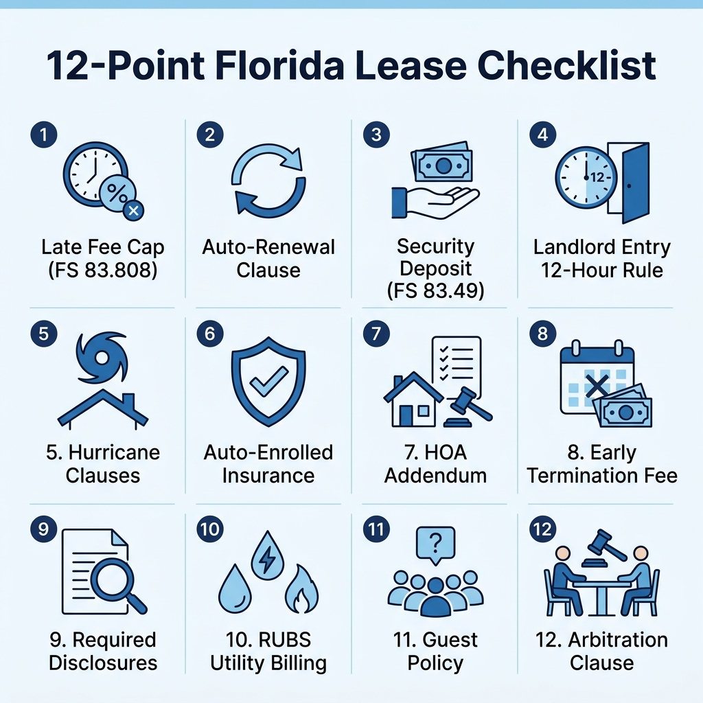 12-point Florida lease checklist before signing infographic